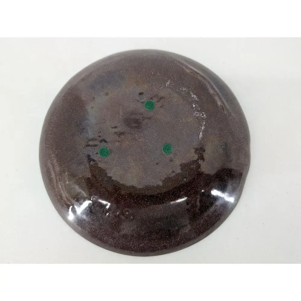 Vintage Enamel Copper Plate Dish Red Abstract Mid Century Modern Art Decor